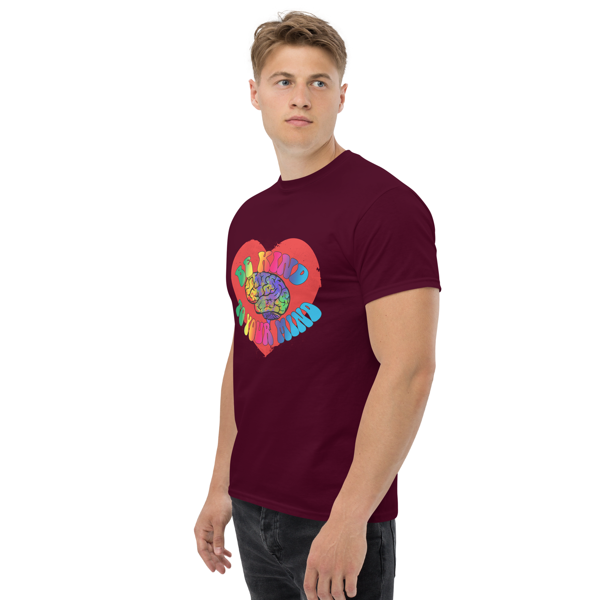 unisex classic tee maroon left front 673424c662b92
