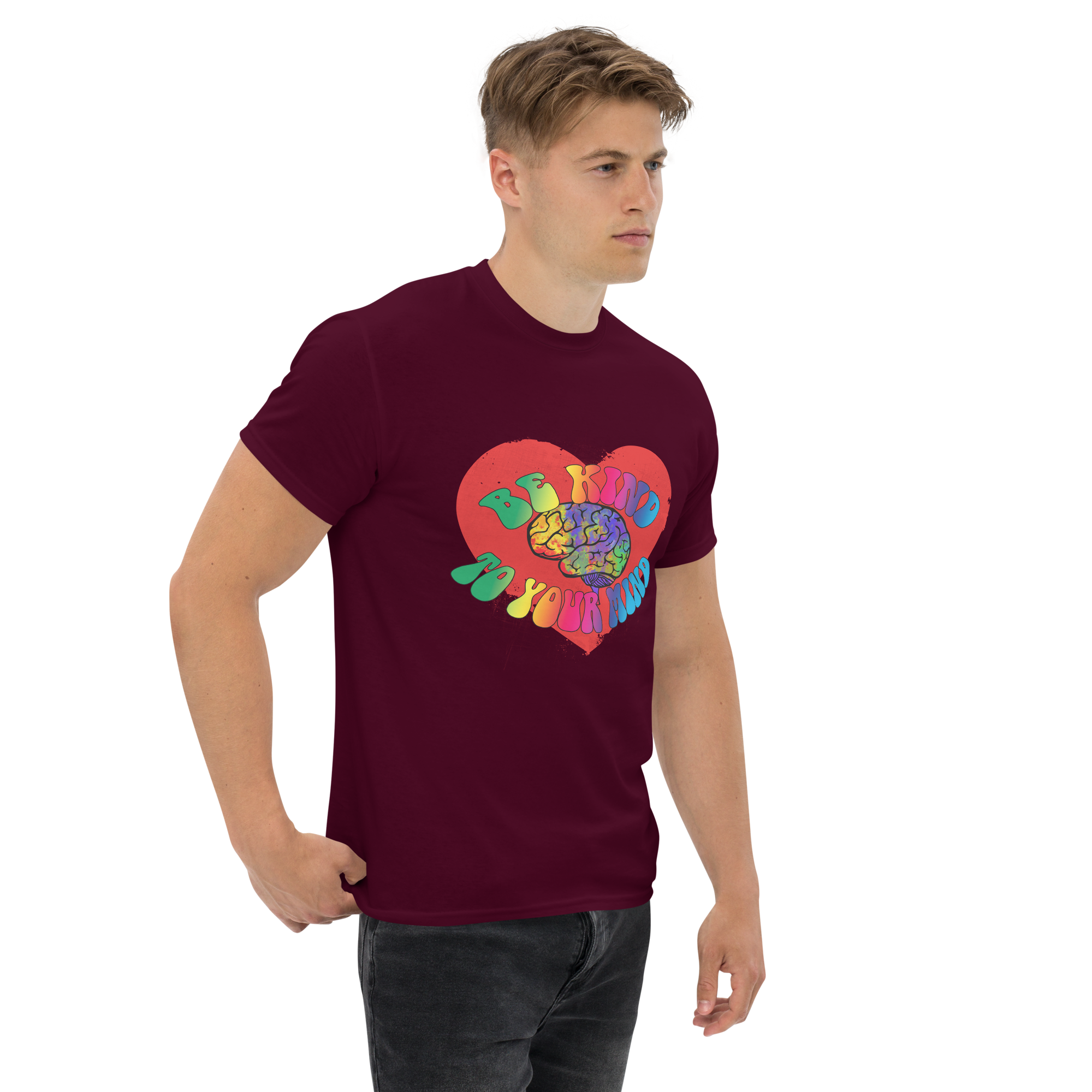 unisex classic tee maroon right front 673424c66366a